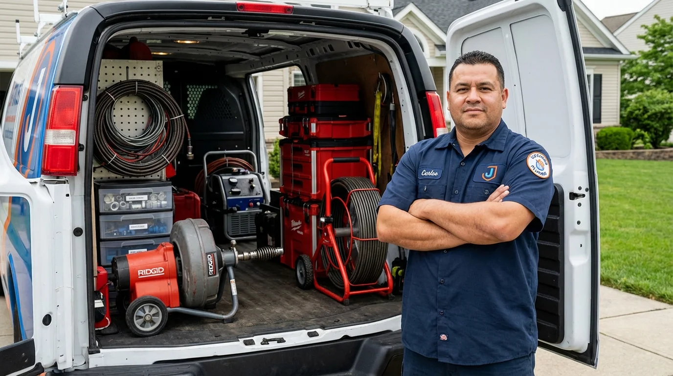 Professional drain cleaning equipment and Johns Plumbing LLC plumber in Rhome