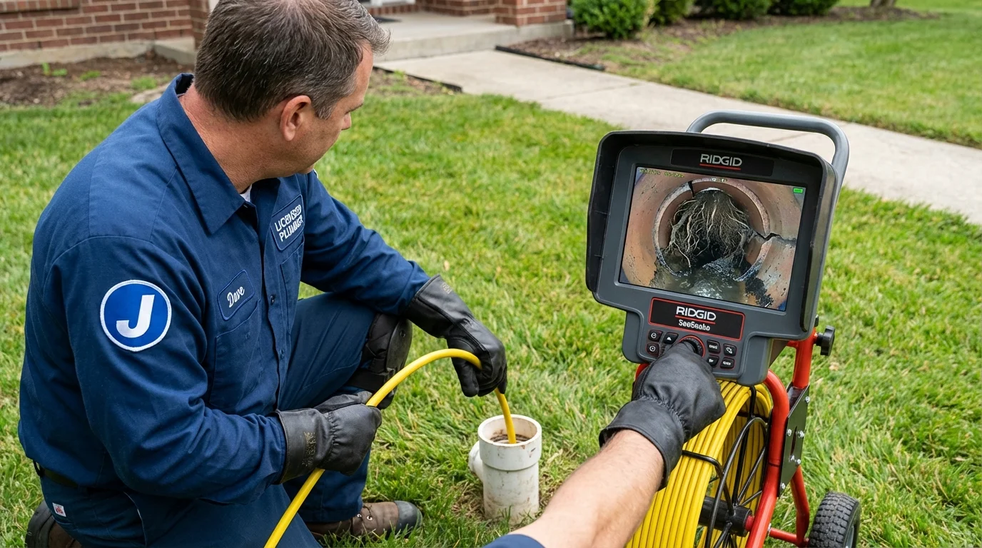 Sewer camera inspection being performed by Johns Plumbing LLC in Rhome