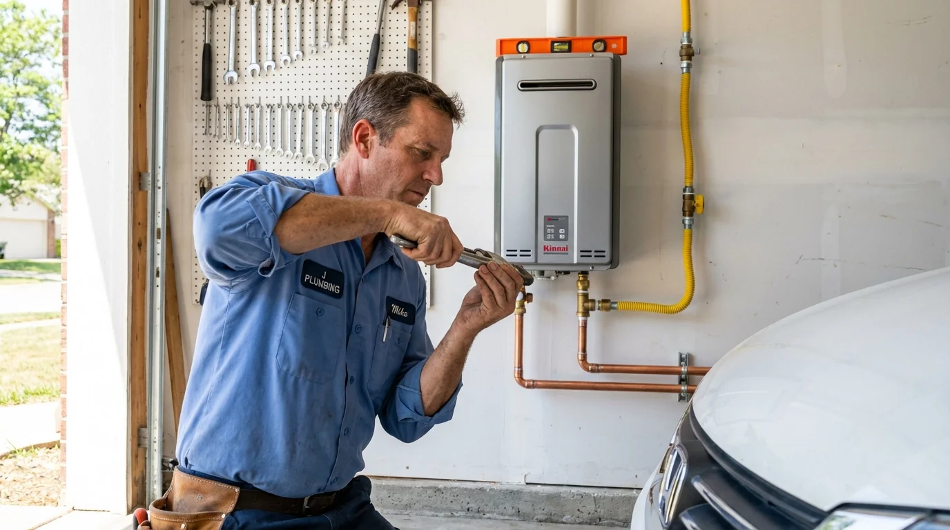 Tankless water heater installation by a Johns Plumbing LLC plumber in Rhome